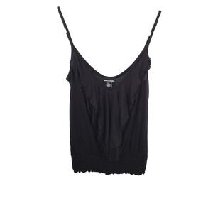 Wet Seal retro y2k Black Ruffle Neck Scrunch Tank Top whimsigoth goth XS
